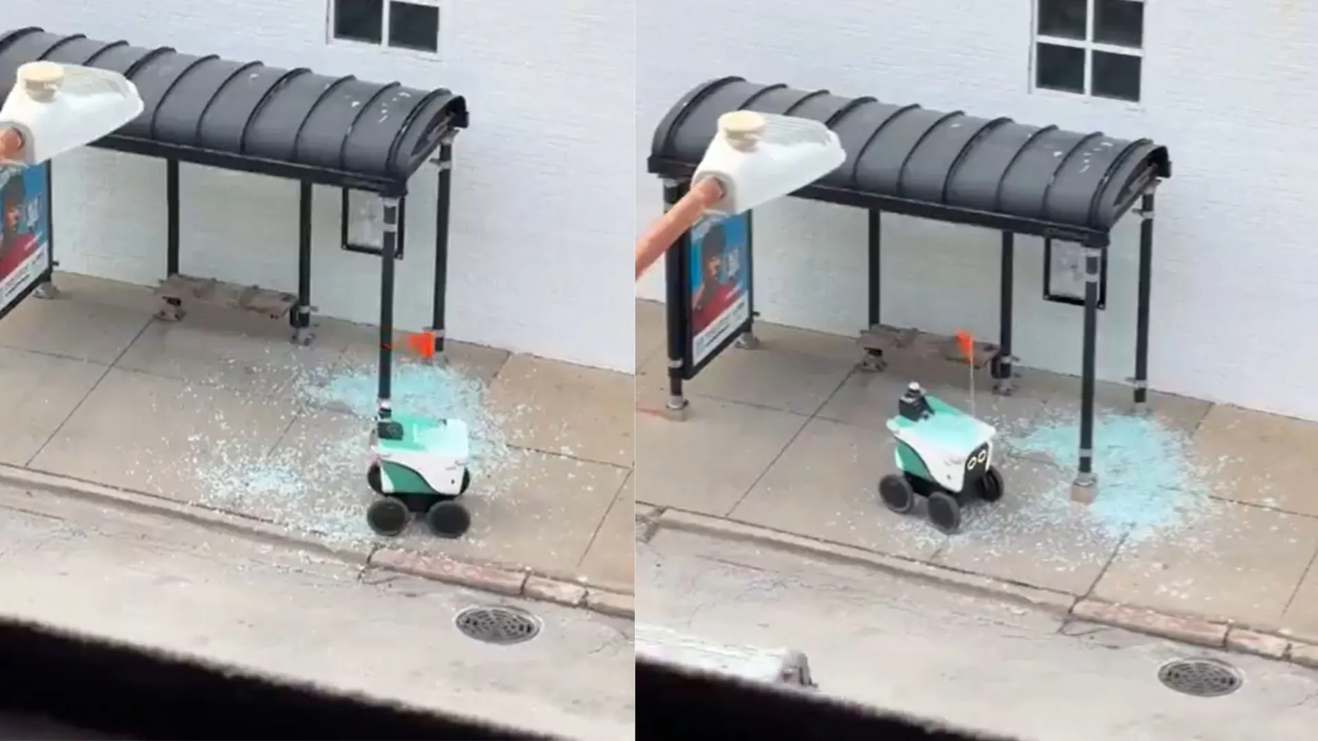 Delivery robot crashes through Chicago bus shelter in viral video