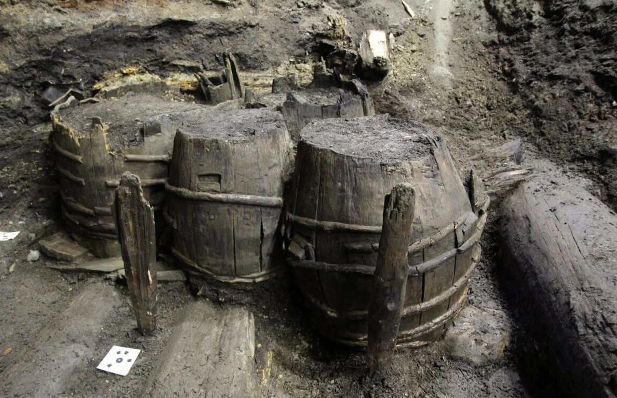 Three intact 17th-century storage barrels discovered in Skien