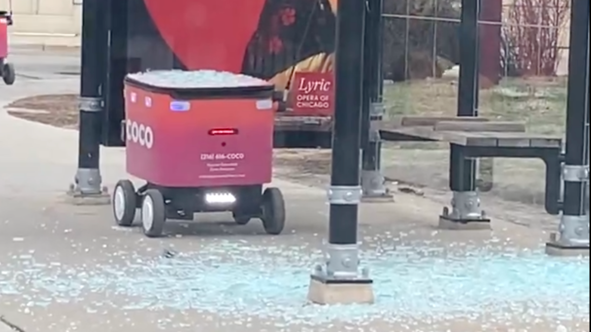 Delivery robots keep crashing into bus shelters