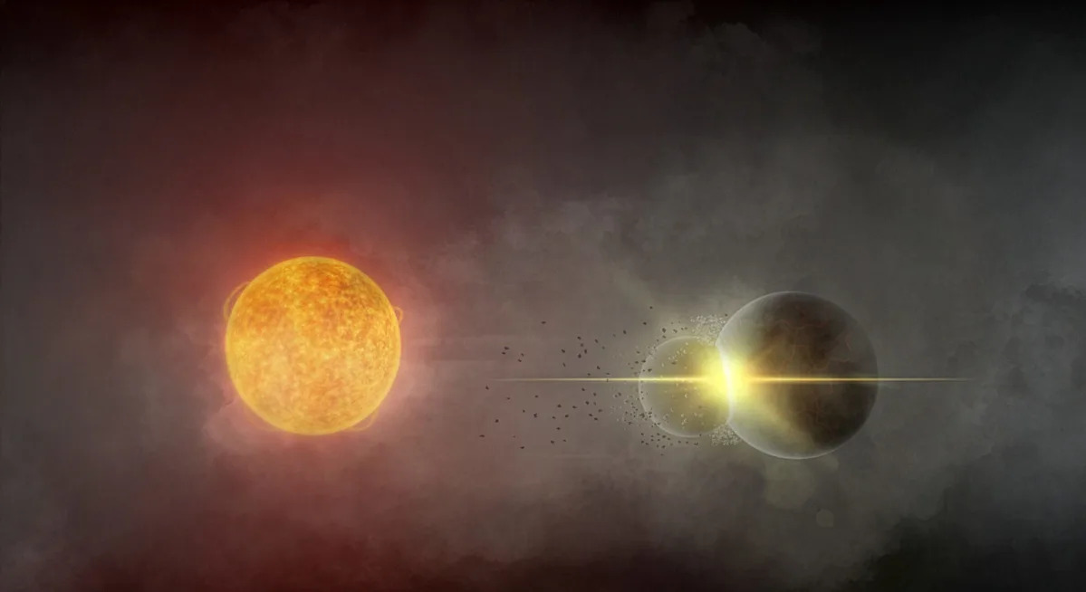 2 planets collide 11,000 light-years from Earth in rare sight