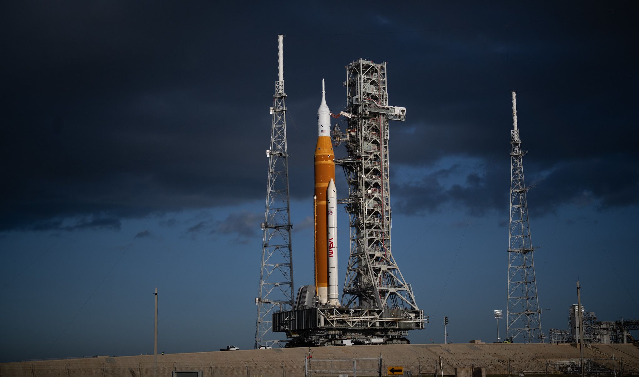 NASA’s Artemis 2 moon rocket arrives back at the launch pad
