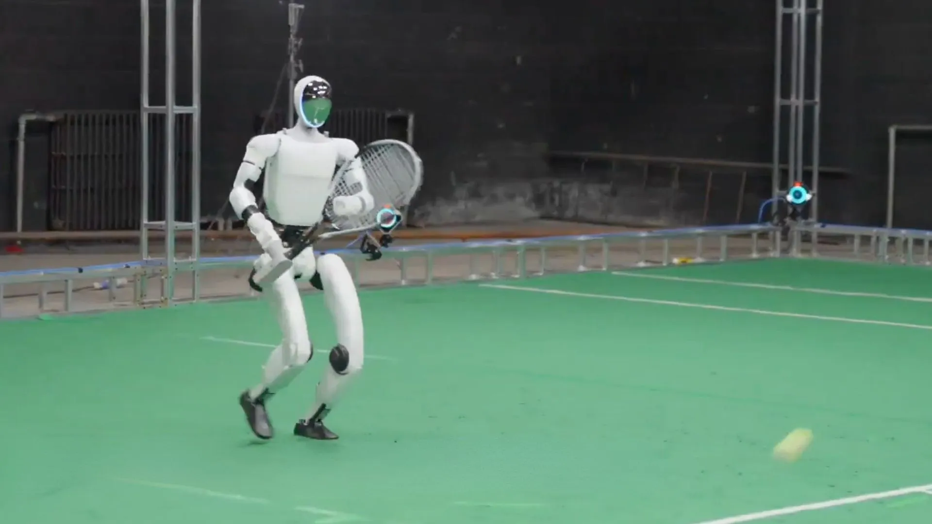 Humanoid robot plays tennis with humans, returns fast shots in real time