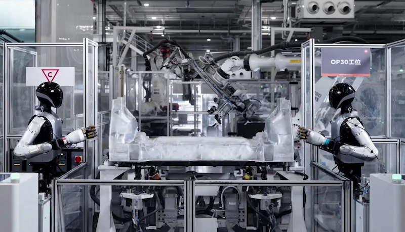 Xiaomi tests humanoid robots on electric vehicle production line in automotive factory