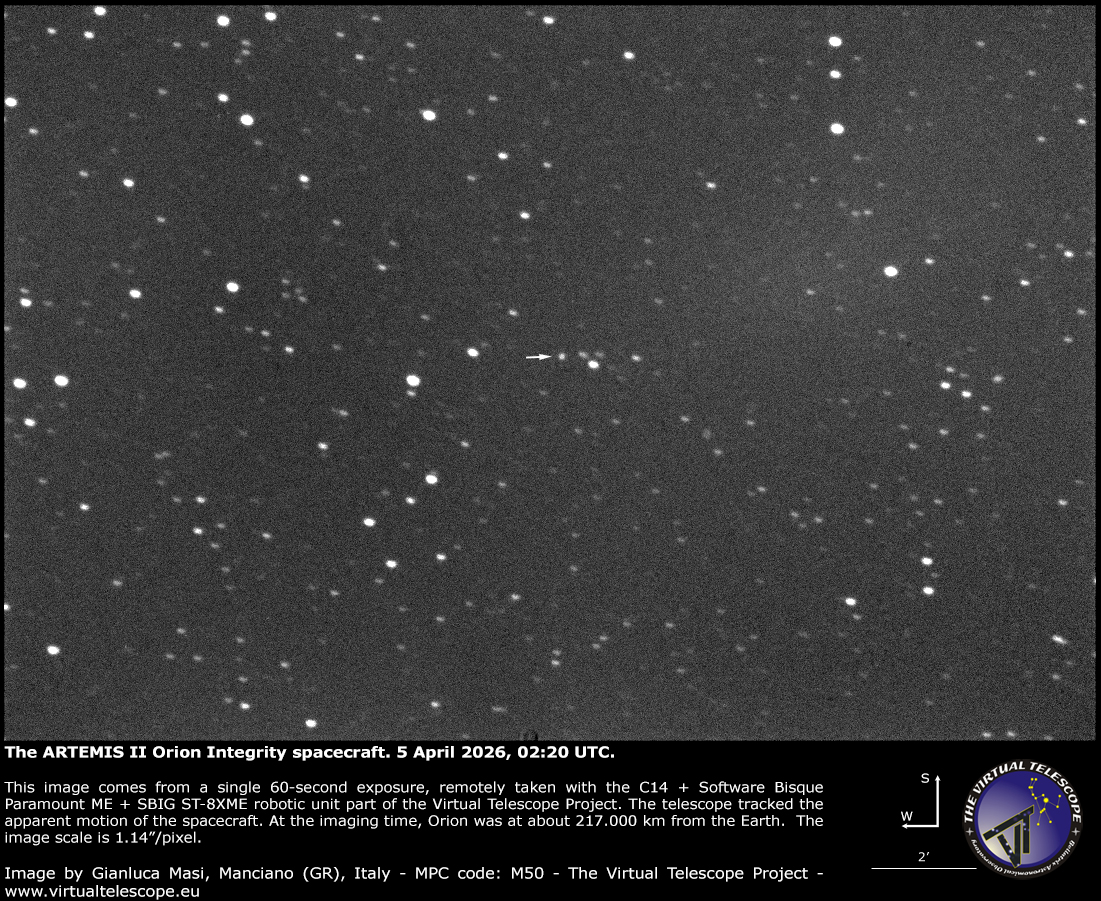 ARTEMIS II’s Orion spacecraft imaged – 5 April 2026