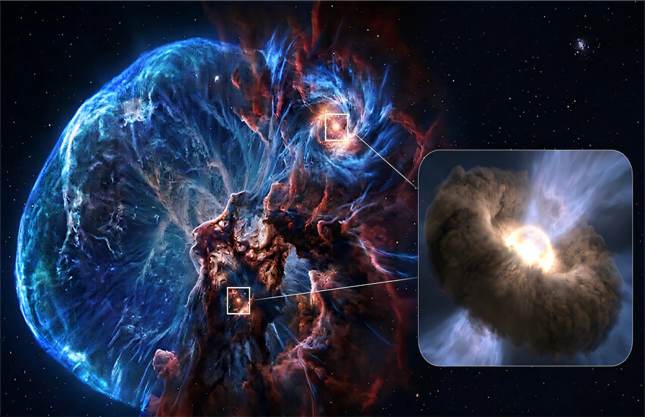 Newborn stars preserve organic-rich gas within ancient supernova debris